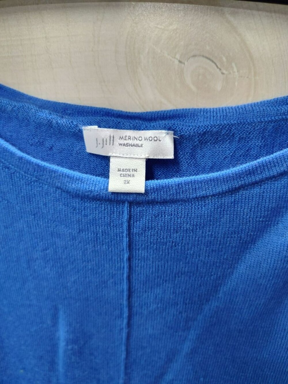 J Jill Tunic Sweater Shirt, Plus Size 2X, Blue, 100% Fine Merino Wool Washable - Picture 3 of 8